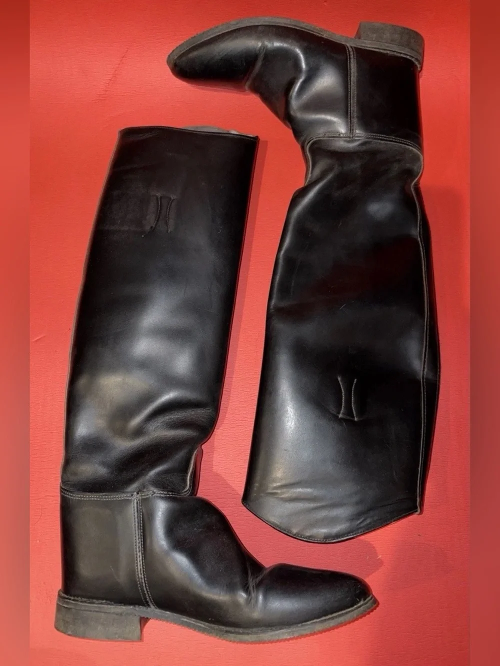 Vintage Black Leather Knee-High riding Boots women size 8